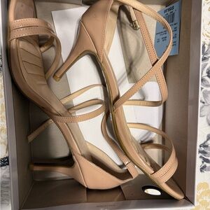 David's Bridal Nude Strappy Heels